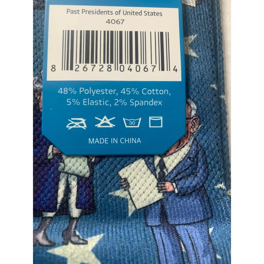 NEW Good Luck Sock Mens Past Presidents of United States Blue‎ Crew Size 8-13